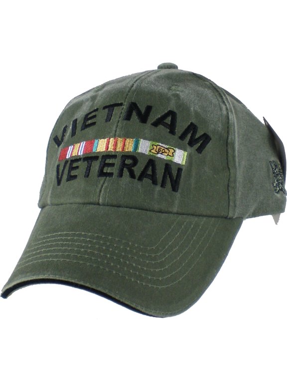 US Vietnam Veteran Logo Embroidered Hat - Green Adjustable Closure Cap