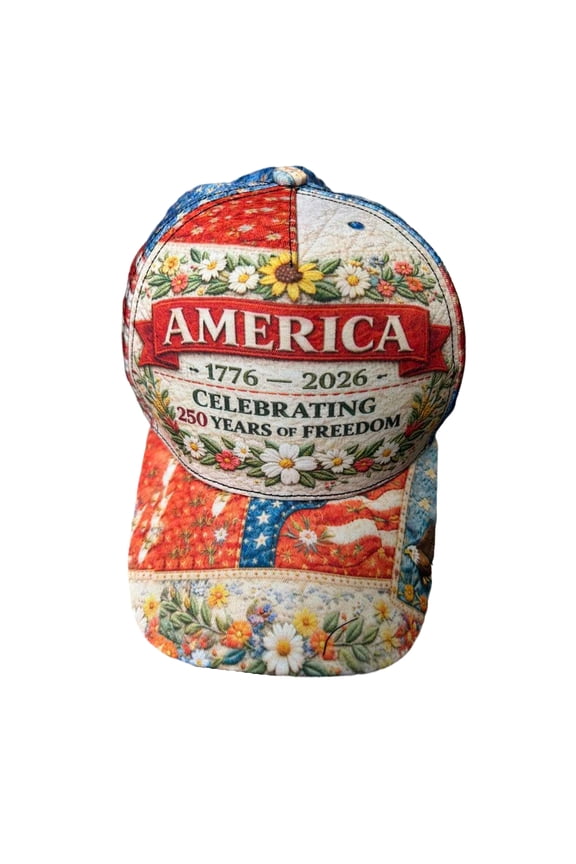 US Vintage Country Style 250th Anniversary Hat Floral American Flag Baseball Cap USA 250th Anniversary Hat D One Size