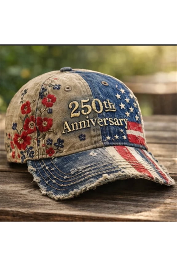 US Vintage Country Style 250th Anniversary Hat Floral American Flag Baseball Cap USA 250th Anniversary Hat