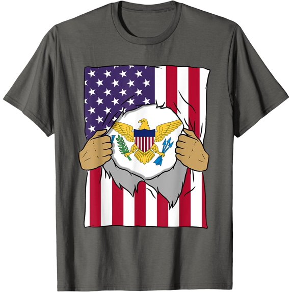 US Virgin Islands Flag Inside Me Home Islander American Gift Unisex T-Shirt for Men Women Kids Toddler,Charcoal Color,Size M