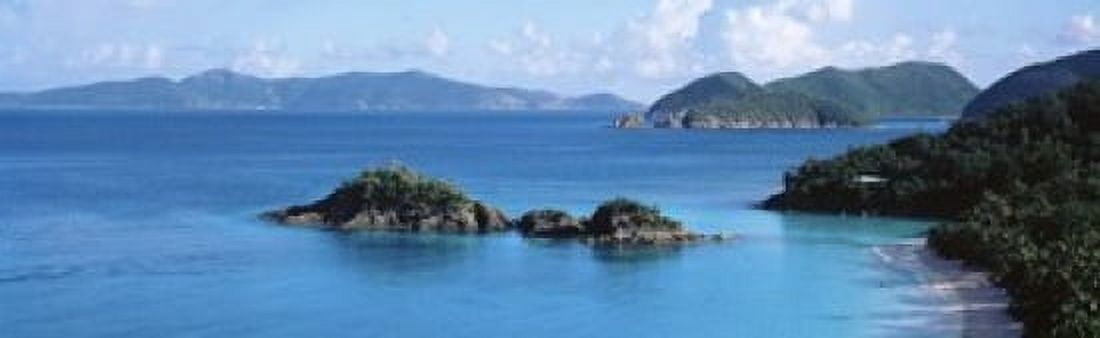 US Virgin Islands St John Trunk Bay Tourists on vacations Canvas Art - Panoramic Images (15 x 5)