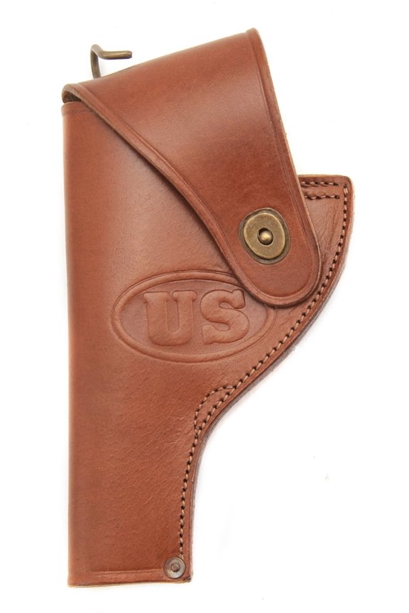 US WW2 Smith & Wesson Victory Model Revolver Holster in Brown Leather .38 Special Model 10 Left Hand Version
