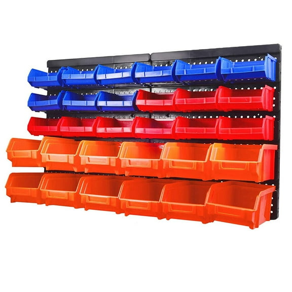 US Wall Mounted Storage Bins Container 30-Bin Rack Organizer Garage Tools Crafts
