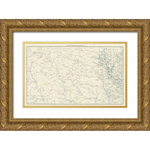 US War Dept 24x16 Gold Ornate Wood Framed with Double Matting Museum Art Print Titled - East Texas West Louisiana Sheet- US War Dept 1891