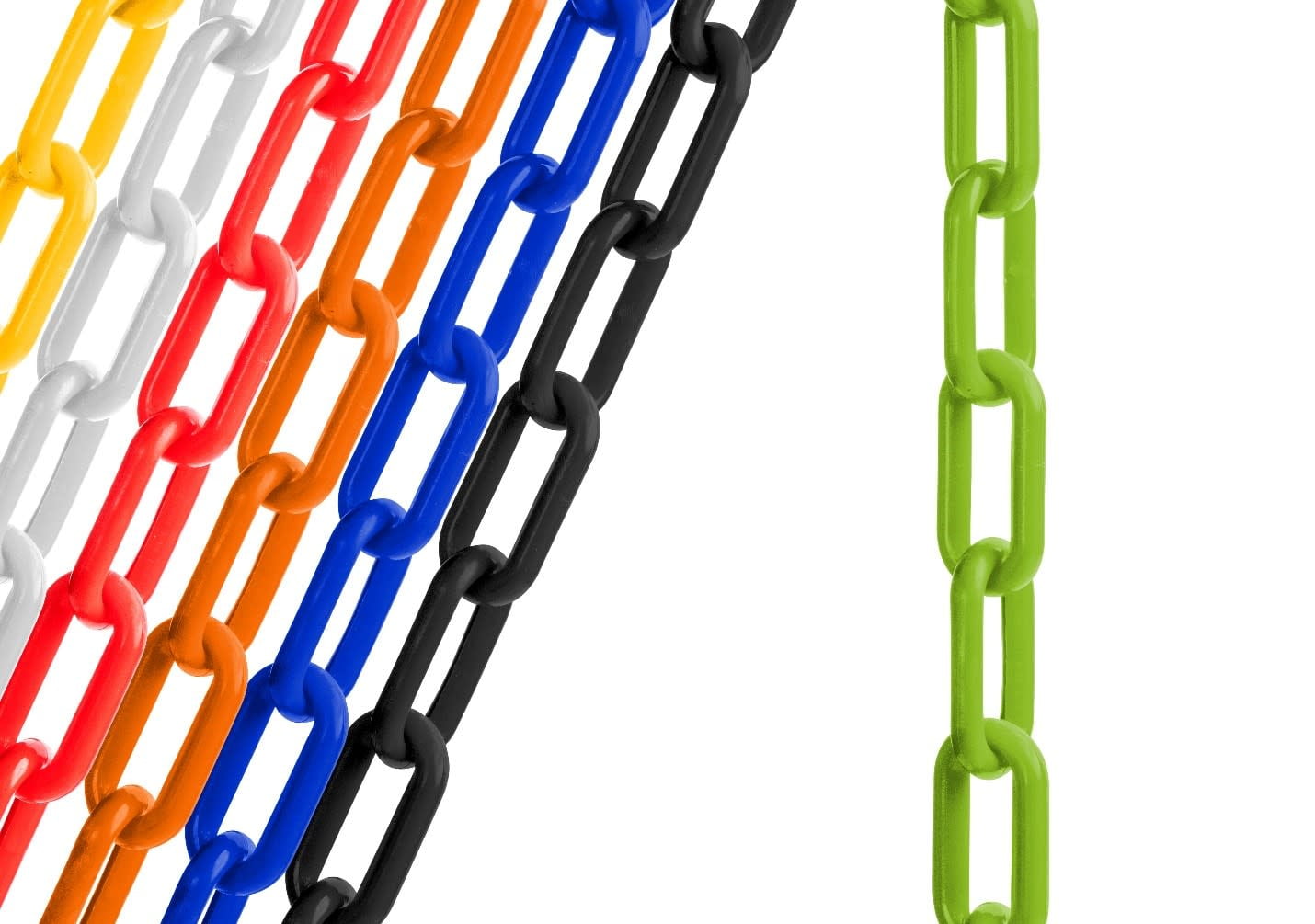 US Weight 25 FT Safety Green, 2Inch Plastic Chain Links, Plastic