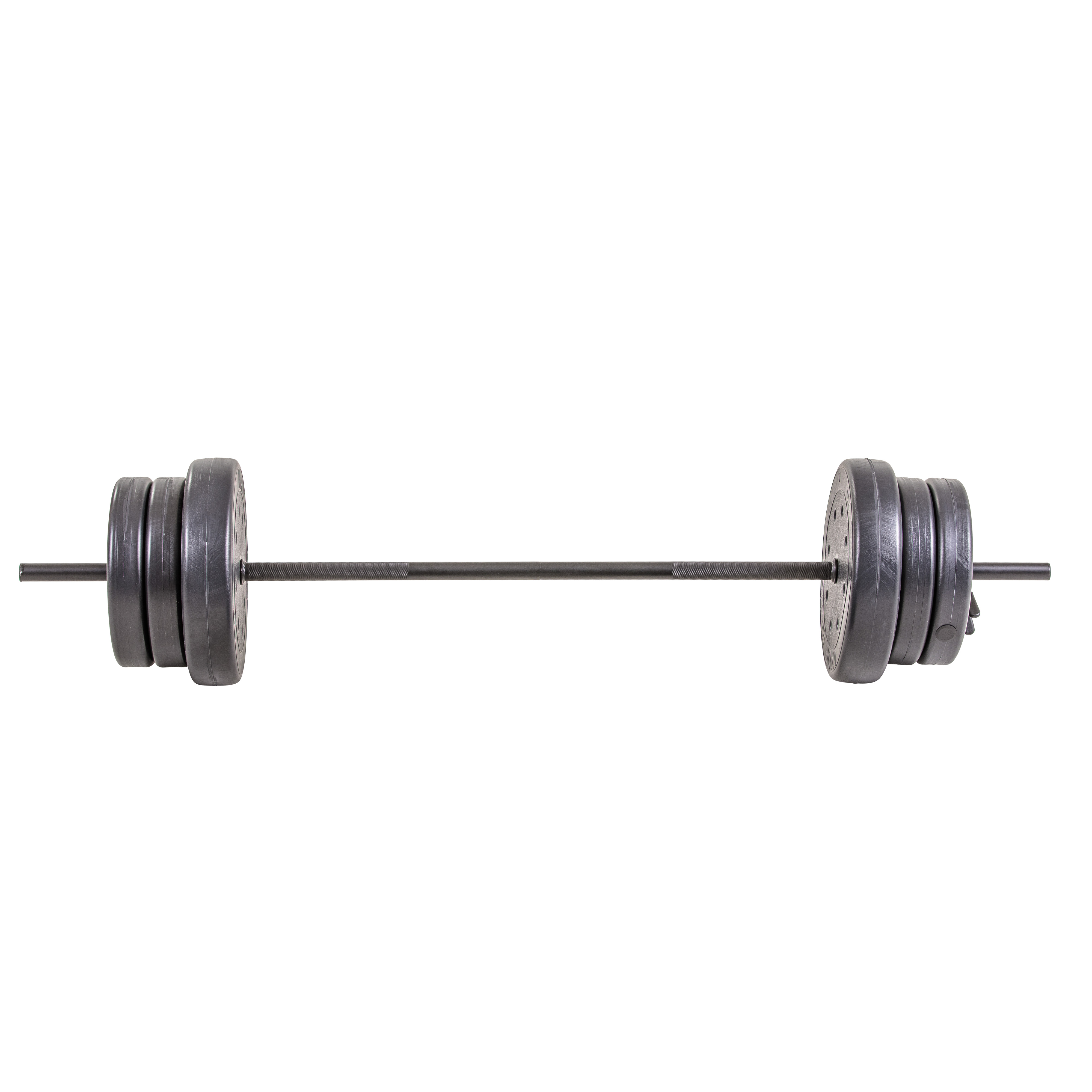 US Weight 55 lb. Barbell Weight Set with 3-Piece Threaded Barbell Bar, Two Locking Spring Clips - image 1 of 6