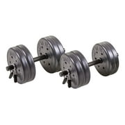 US Weight Adjustable 42LB Dumbbell Set with Spring Clips, 14" Knurled Bars   A, Essential Home Gym Equipment for Strength Training