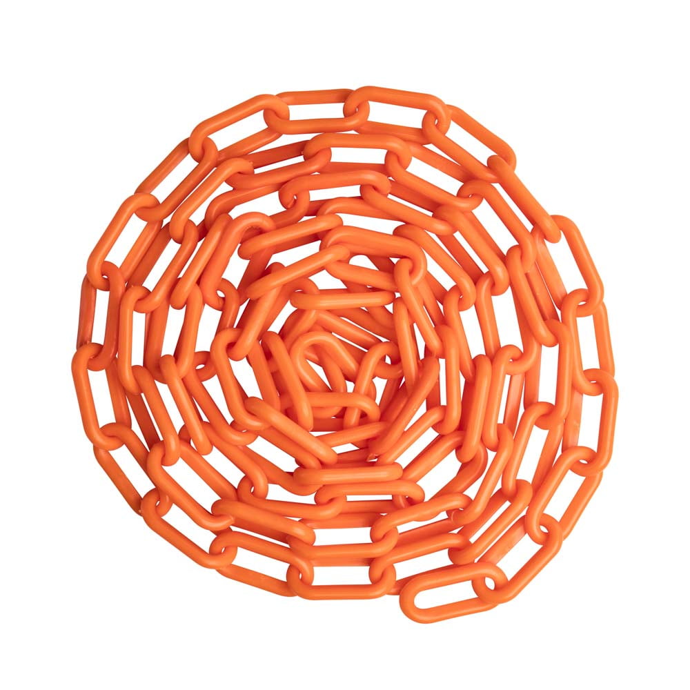 US Weight Chainboss 2" x 25' Orange Plastic Safety Chain with SunShield UV Resistant Technology