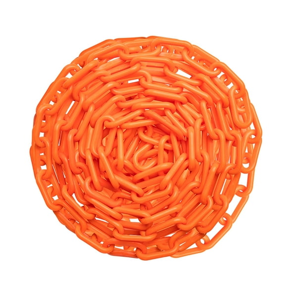 US Weight Chainboss Orange Plastic Safety Chain with SunShield UV Resistant Technology - 100 ft