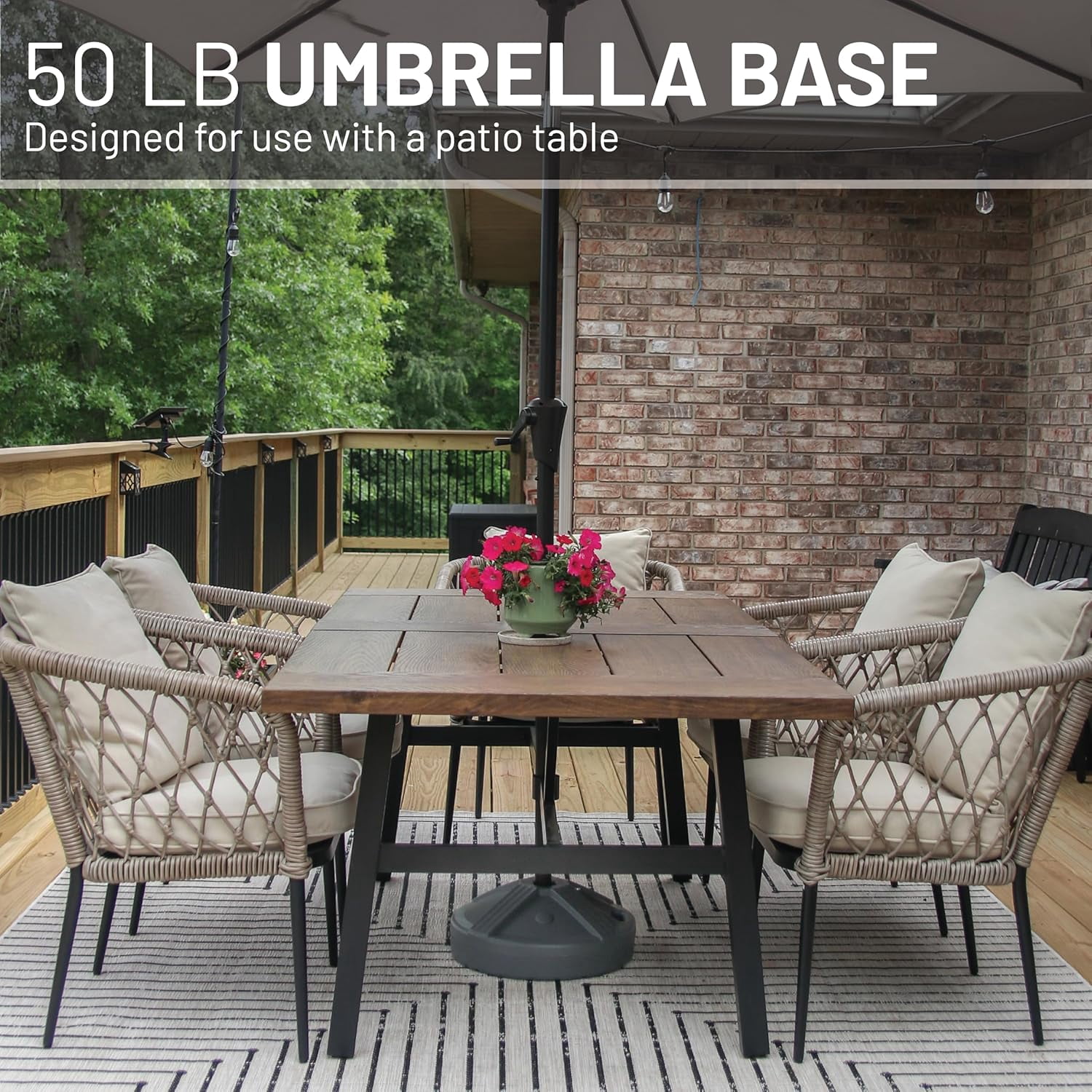 US Weight Durable Fillable Umbrella Base for Patio Table - 50 Pound ...