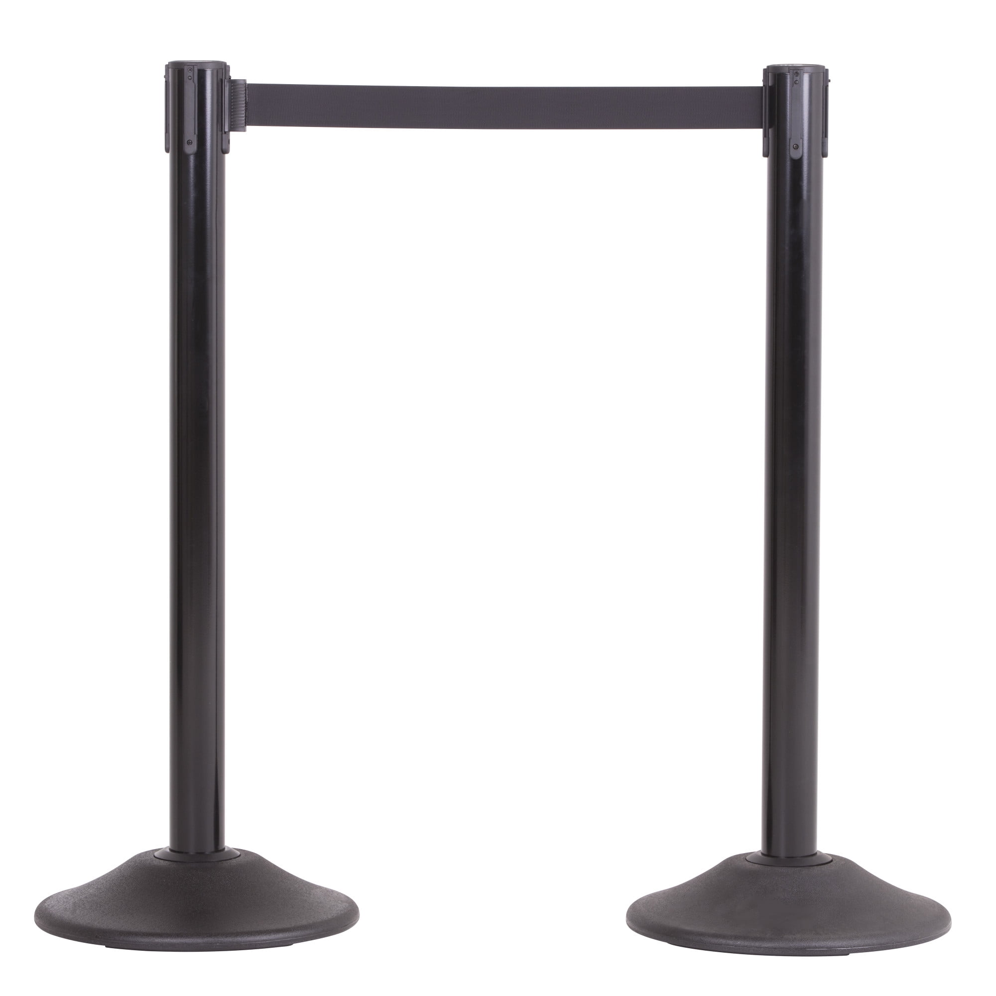Black Heavy Duty Steel Stanchion with 7.5-Foot Retractable Belt