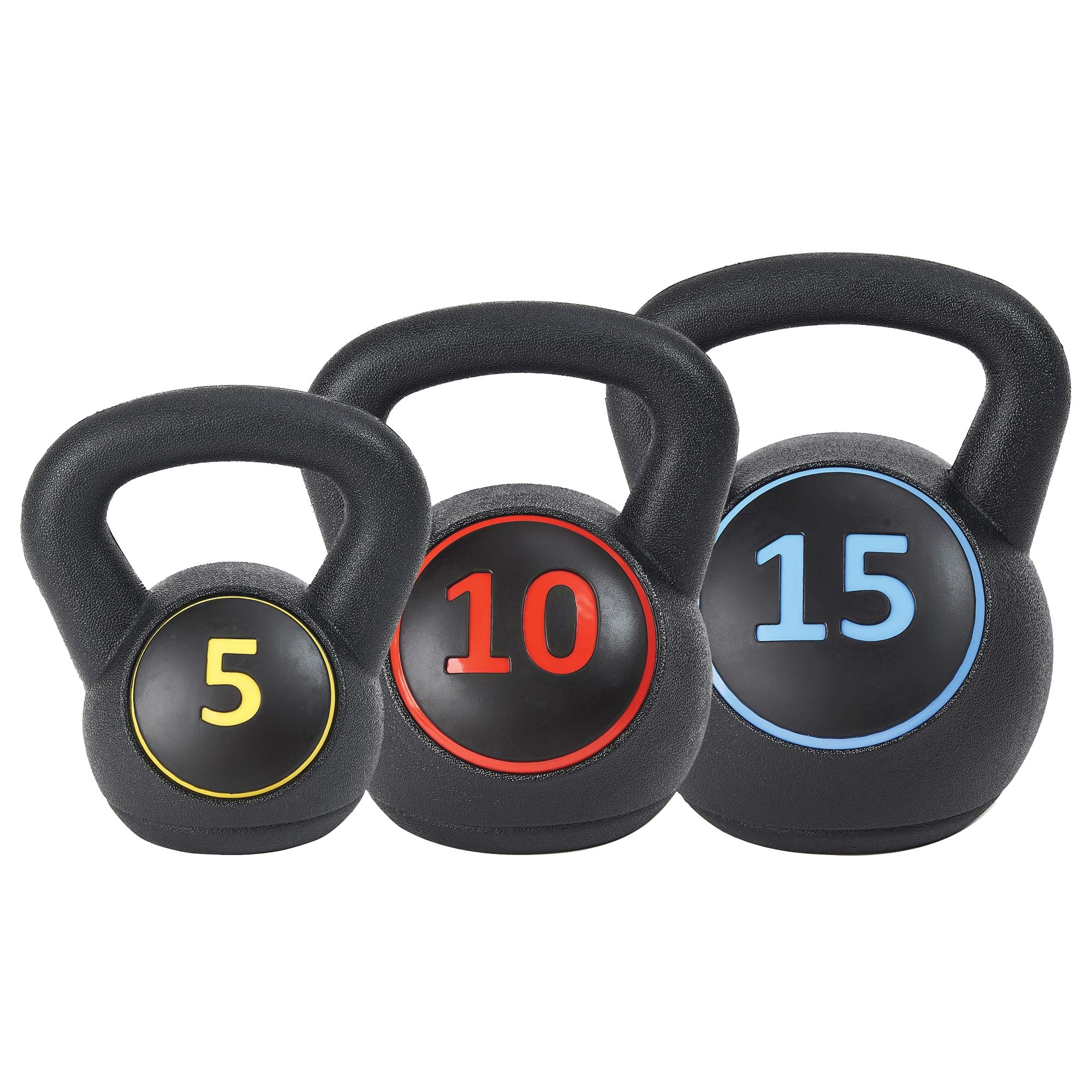 US Weight Plastic Kettlebell Set 5, 10, and 15 Pound Kettlebells