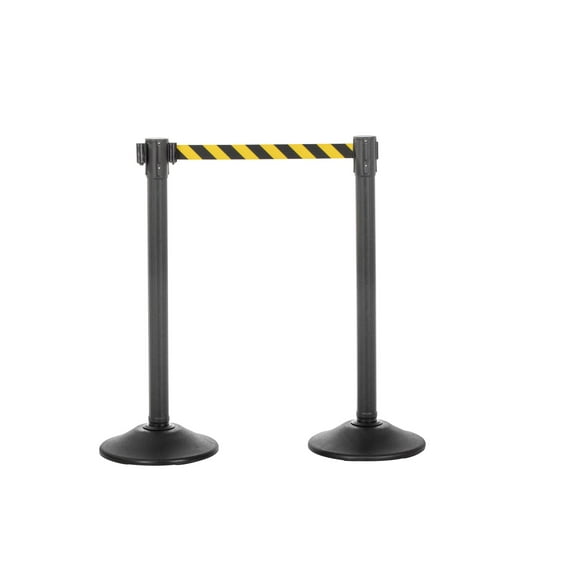 US Weight Sentry PLUS Stanchion with Safety Chevron (Yellow/Black) Retractable Belt (2-Pack)