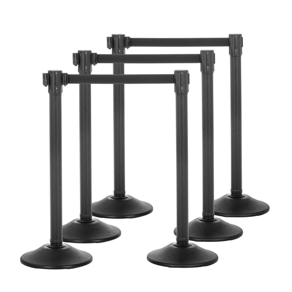US Weight Sentry QuikSecure Stanchion with 6.5' Black Belt- 6 PK