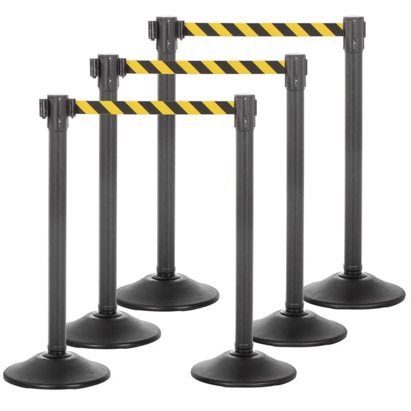 US Weight Sentry QuikSecure Stanchion with 6.5' Chevron Belt- 6 PK
