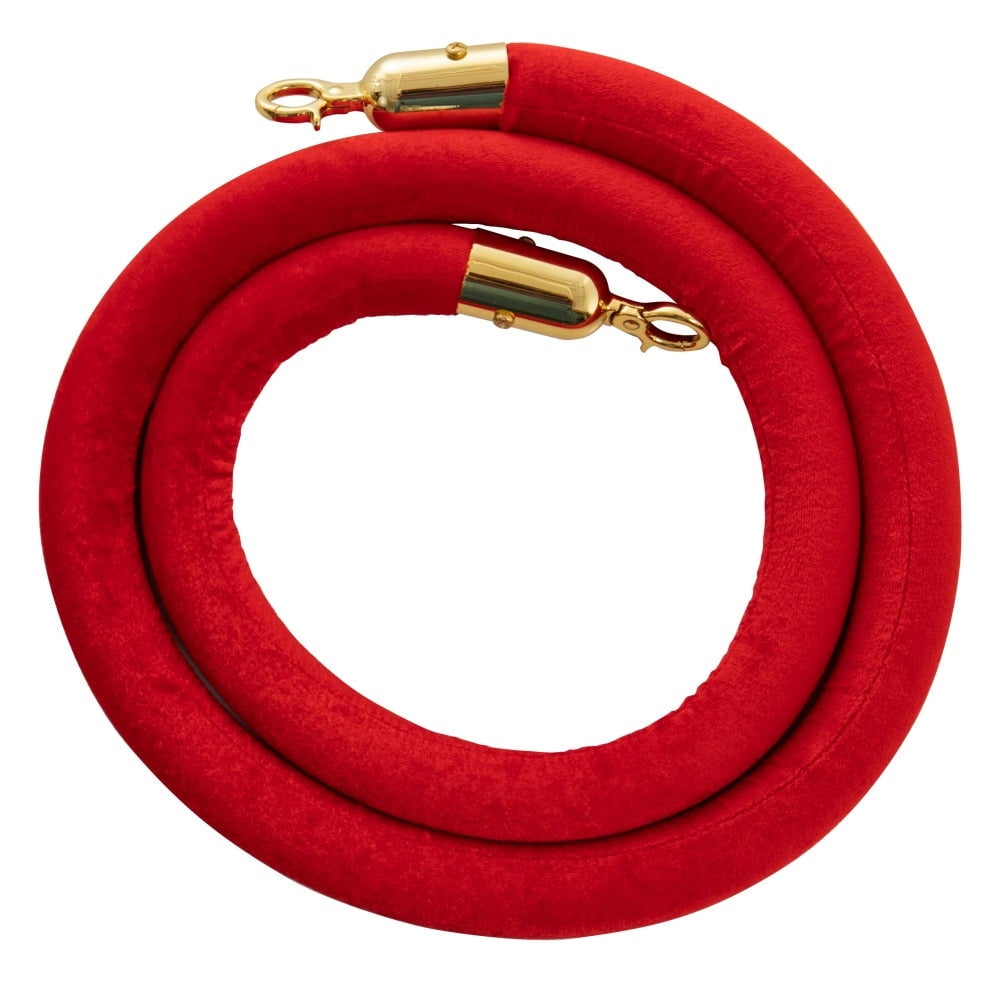 US Weight 6' Red Velvet Rope with Brass Ends for Crowd Control