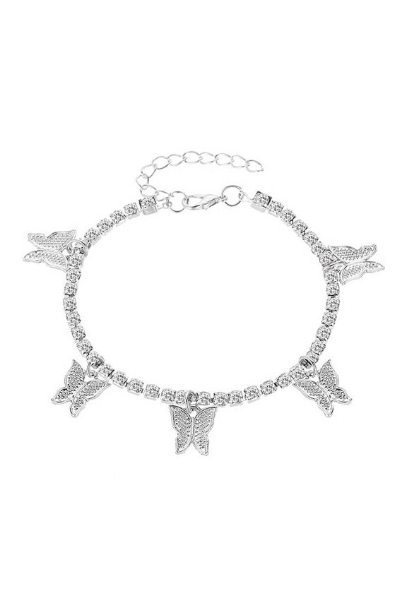 US Women Daisy Butterfly Infinite Rhinestone Crystal Anklet Ankle Bracelet Chain