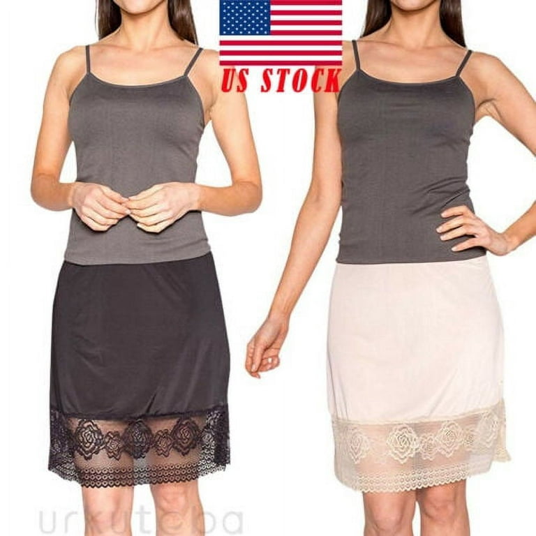 US Women High Waist Intimate Ladies Lace Underskirt Half Slips Mini Dress 
