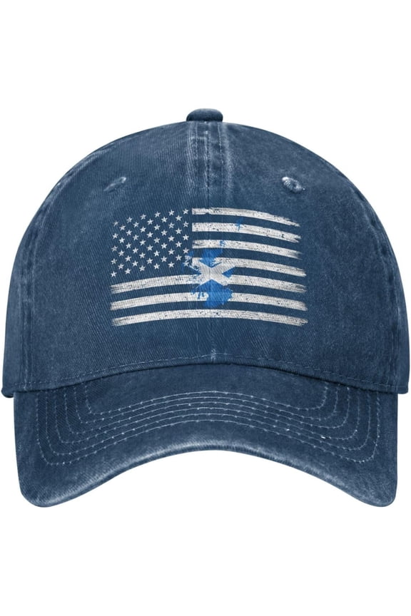 US and Flag Map of Scotland Baseball Cap for Men Women Hat Adjustable Vintage Cotton Dad Caps