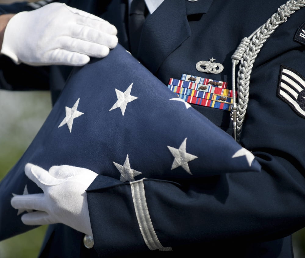 US honor guard performs a flag folding demonstration Canvas Art - Stocktrek Images (30 x 26)