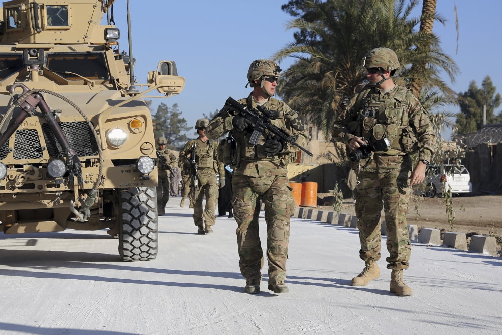 US military soldiers in Farah City Afghanistan Canvas Art - Stocktrek Images (35 x 23)