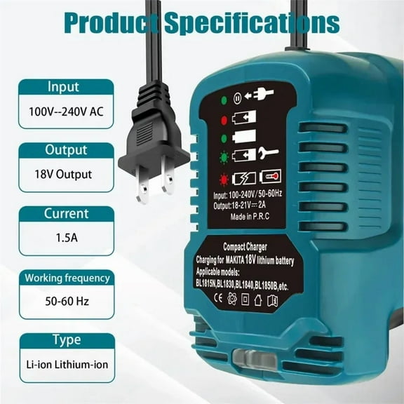 US plug Charger For Bos*ch 18V Li-ion Battery BAT609 Portable Mini Fast Charger with LED Indicator