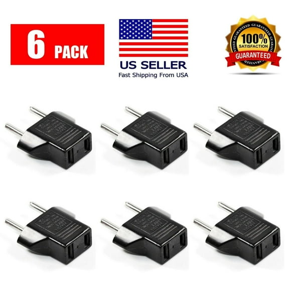 US to EU Adapter US to EU Converter Plug Outlet Converter 110V-250V 6pcs
