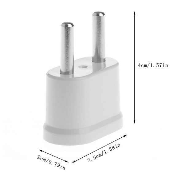 US to EU Euro Europe Plug Adapter 2 Round Socket Converter - White