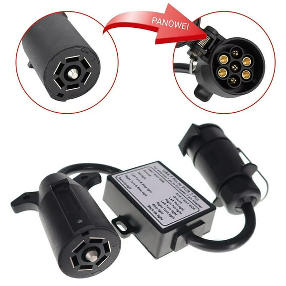 US to EU Trailer Light Converter US Vehicle 7-Way Blade Socket Adapter