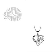 US1-2Pc 925 Sterling Silver Infinity Love Heart Cubic Zirconia Pendant Necklace