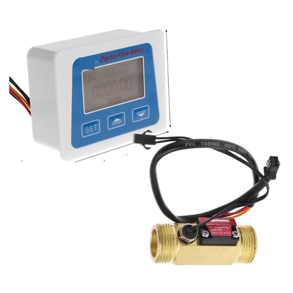 US211M Lite Portable Digital Flow Meter With USN-HS06PA 6mm OD Hose Barb Flow Sensor ,Durable Brass Construction