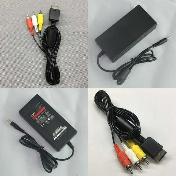 US4-8Pc Power Supply AV TV Cable Sony Playstation 2 PS2 Slim Charger Adapter