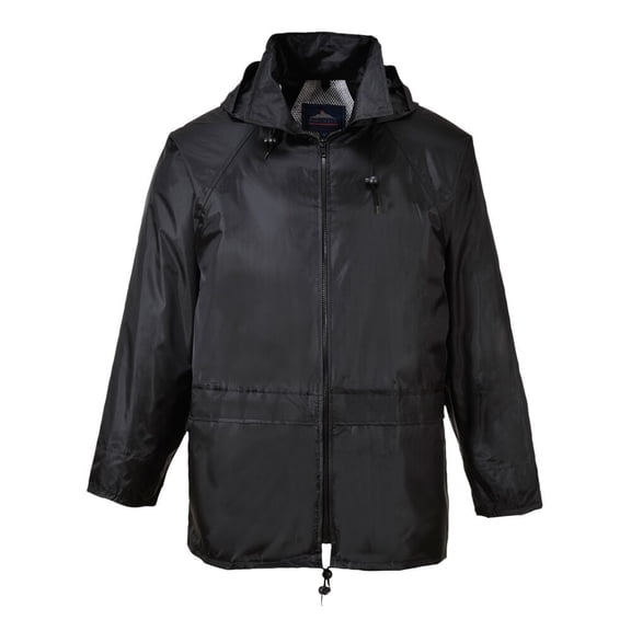 Portwest US440 Men's Lightweight Waterproof Classic Rain Jacket Black, Small
