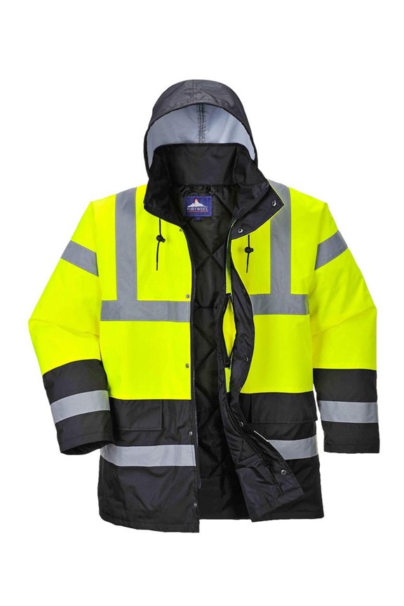 US466 Hi-Vis Contrast Waterproof Traffic Jacket Yellow/Black, Small