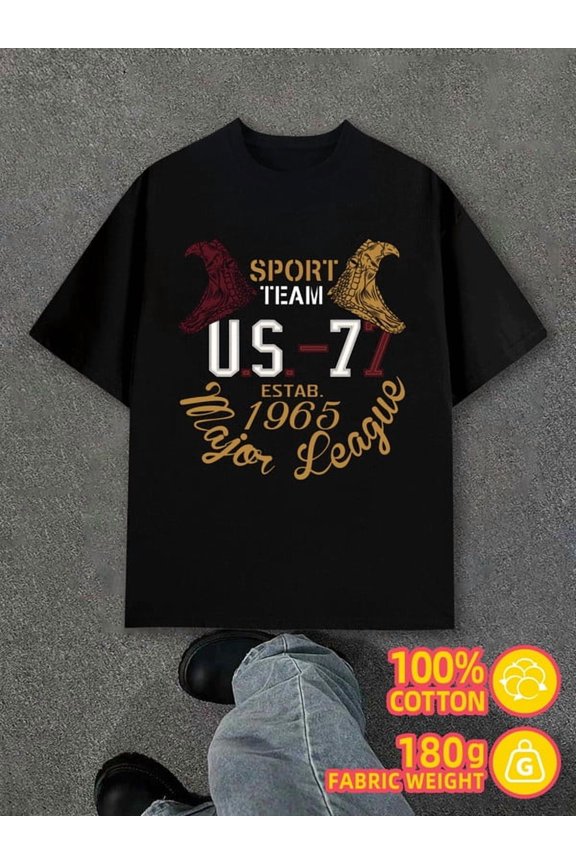 US77 Sport Team men's black 180G 100% Cotton Spring and summer clothing Original Unisex Shirt Short Sleeve tshirts Vintage Unisex Shirt Graphic Tee tshirts