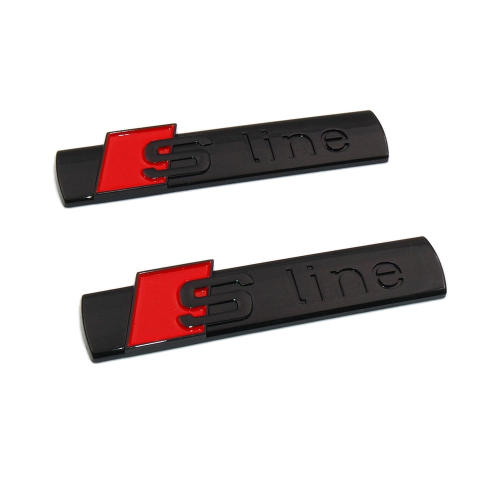 US85 Audi Sport S-LINE Side Fender Left & Right Nameplate 3D Marker Logo  Emblem Decal Badge Sticker Decoration 2Pcs (Gloss Black)