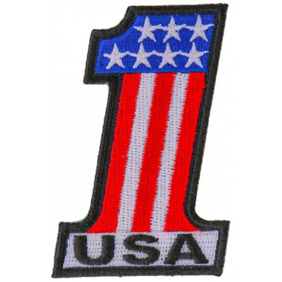 USA 1 Patriotic Iron on Patch - 2x3 inch