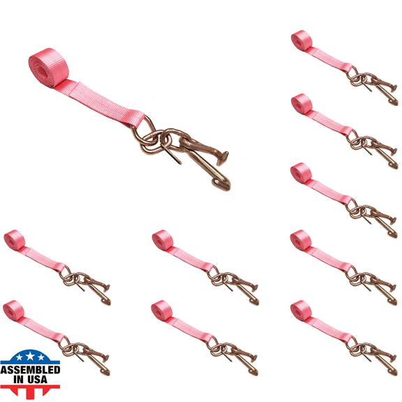 USA 10 Pack 2" x10' TJ Cluster Hook Car Strap for Wrecker Tow Truck Auto Hauling