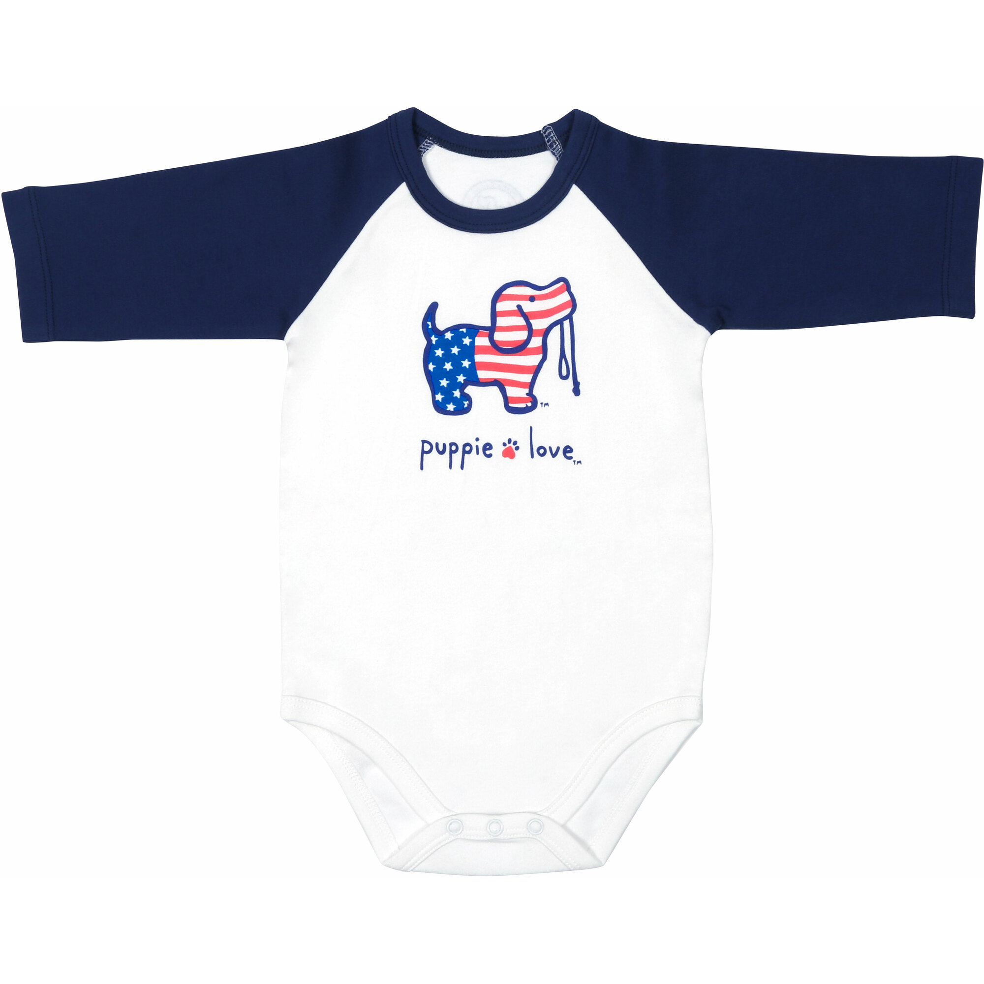 USA - 12-24 Months 3/4 Length Navy Sleeve Onesie