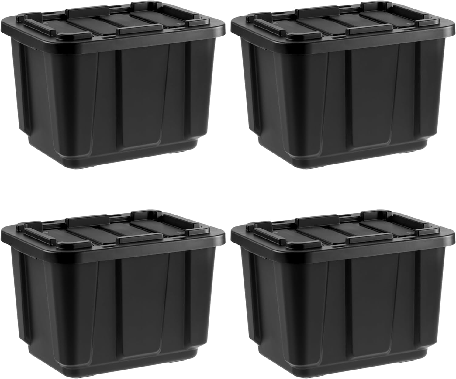 USA 12 Gallon Heavy Duty Storage Bins with Lids, 4 Pack Made in USA, Snap On Lid Stackable