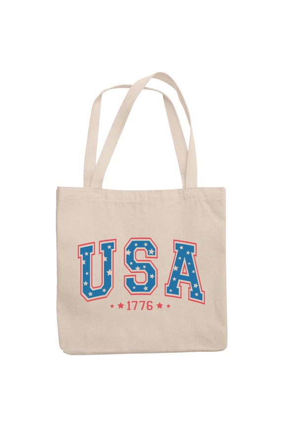 USA 1776, 4th of July Merch Gift, 12oz Canvas Tote Bag