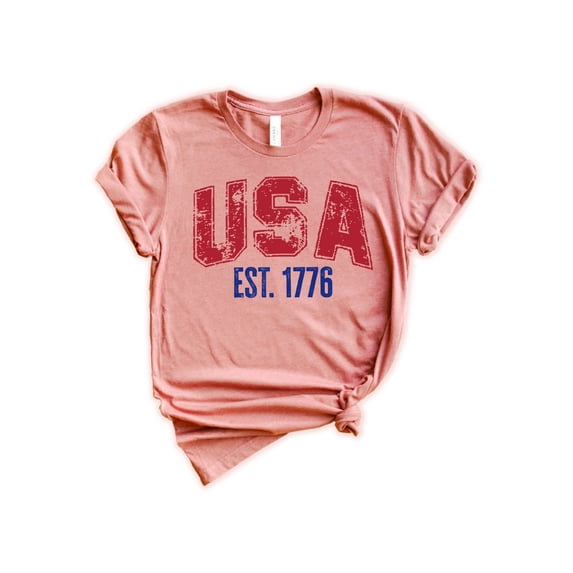 USA 1776 Shirt, Patriotic Shirts for Women & Men, American Clothes, 4th of July Shirts, Graphic Tee Heather Mauve