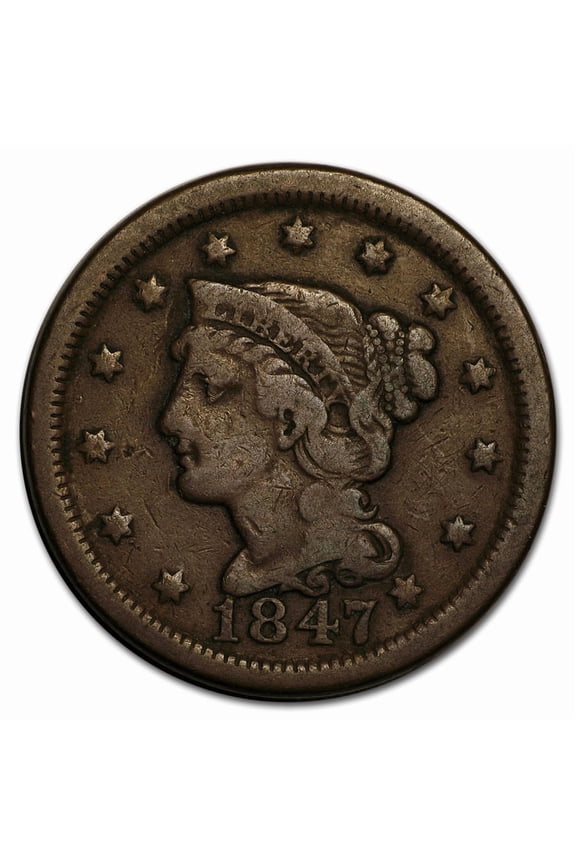 USA 1839-1857 Braided Hair Large Copper Cent Coin Random Date Circulated