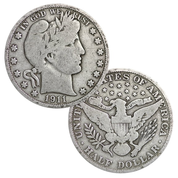 United States Mint USA 1892-1915 Barber Half Dollar 90% Silver Coin Average Circulated Random Date