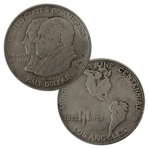 USA 1923 Monroe Doctrine Commemorative Half Dollar 90% Silver Coin - Circulated