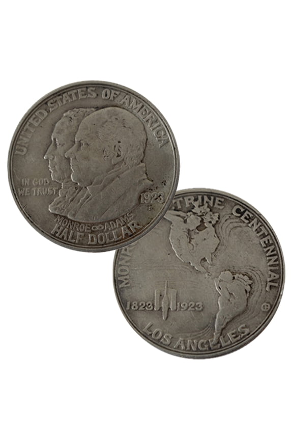 USA 1923 Monroe Doctrine Commemorative Half Dollar 90% Silver Coin - Circulated