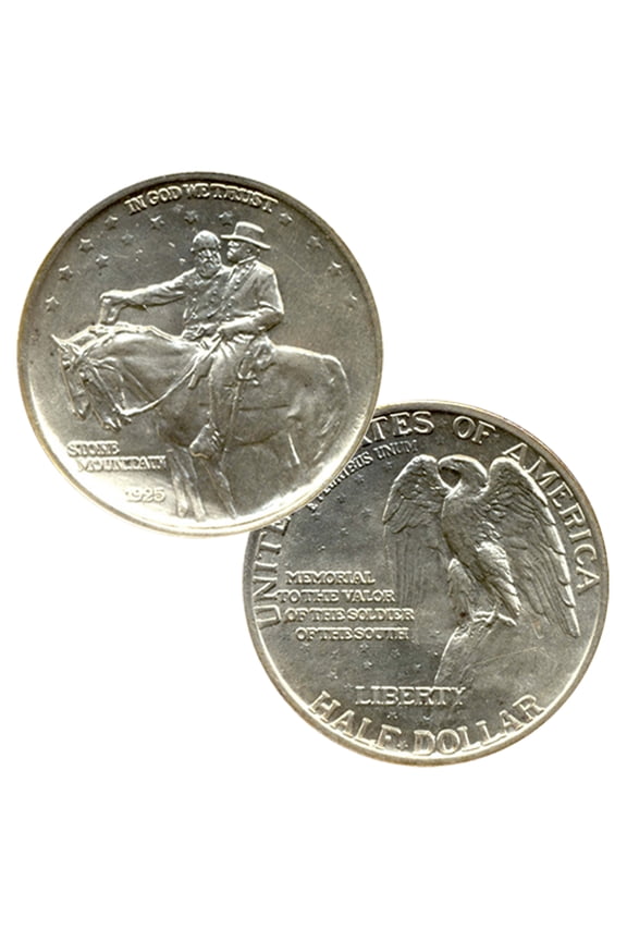 USA 1925 Stone Mountain Commemorative Half Dollar 90% Silver Coin - Circulated