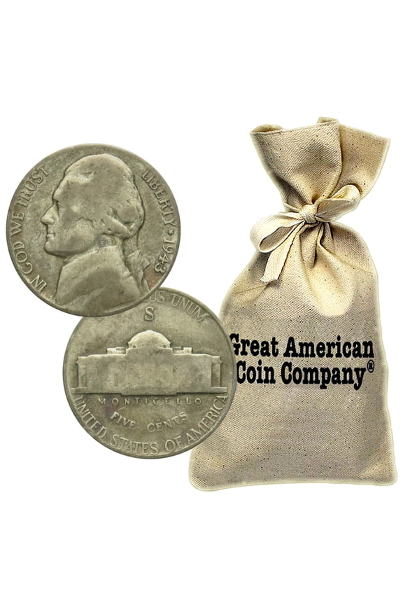 USA 1942-1945 $25 Face War Nickels 35% Silver Coin - Circulated - Lot of 500