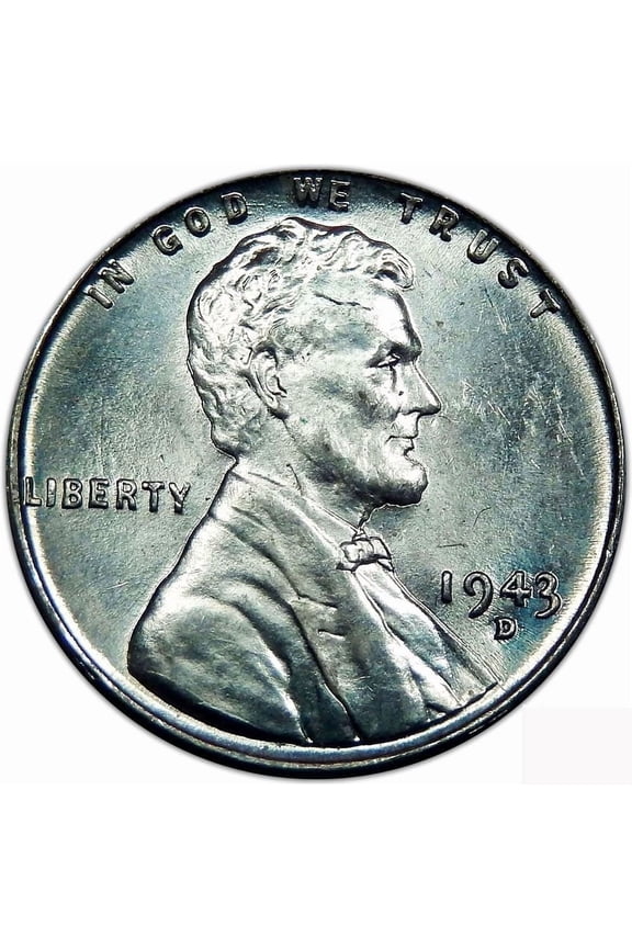 USA 1943 D Lincoln Wheat Ears Reverse Cent Coin - Uncirculated Condition