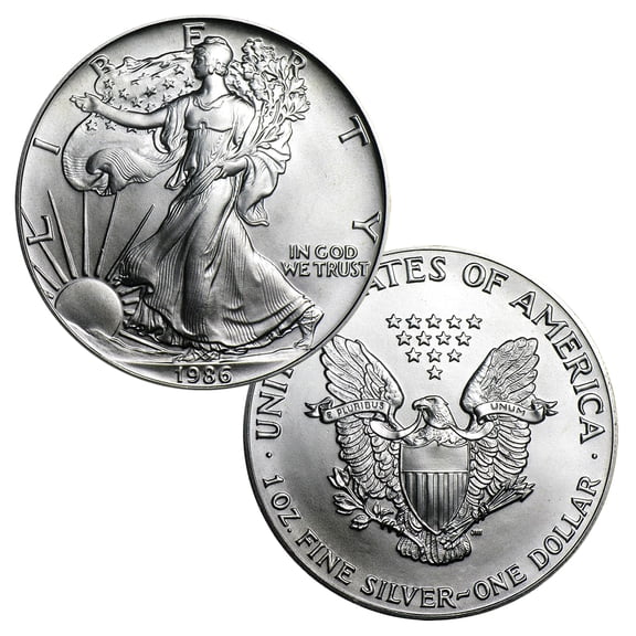 USA 1986 $1 American Silver Eagle Coin .999 Fine 1 Troy Ounce - Uncirculated